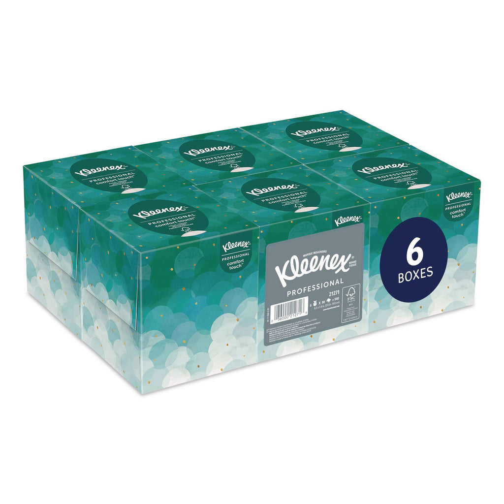 Boutique White Facial Tissue for Business, Pop-Up Box, 2-Ply, 95 Sheets/Box, 6 Boxes/Pack