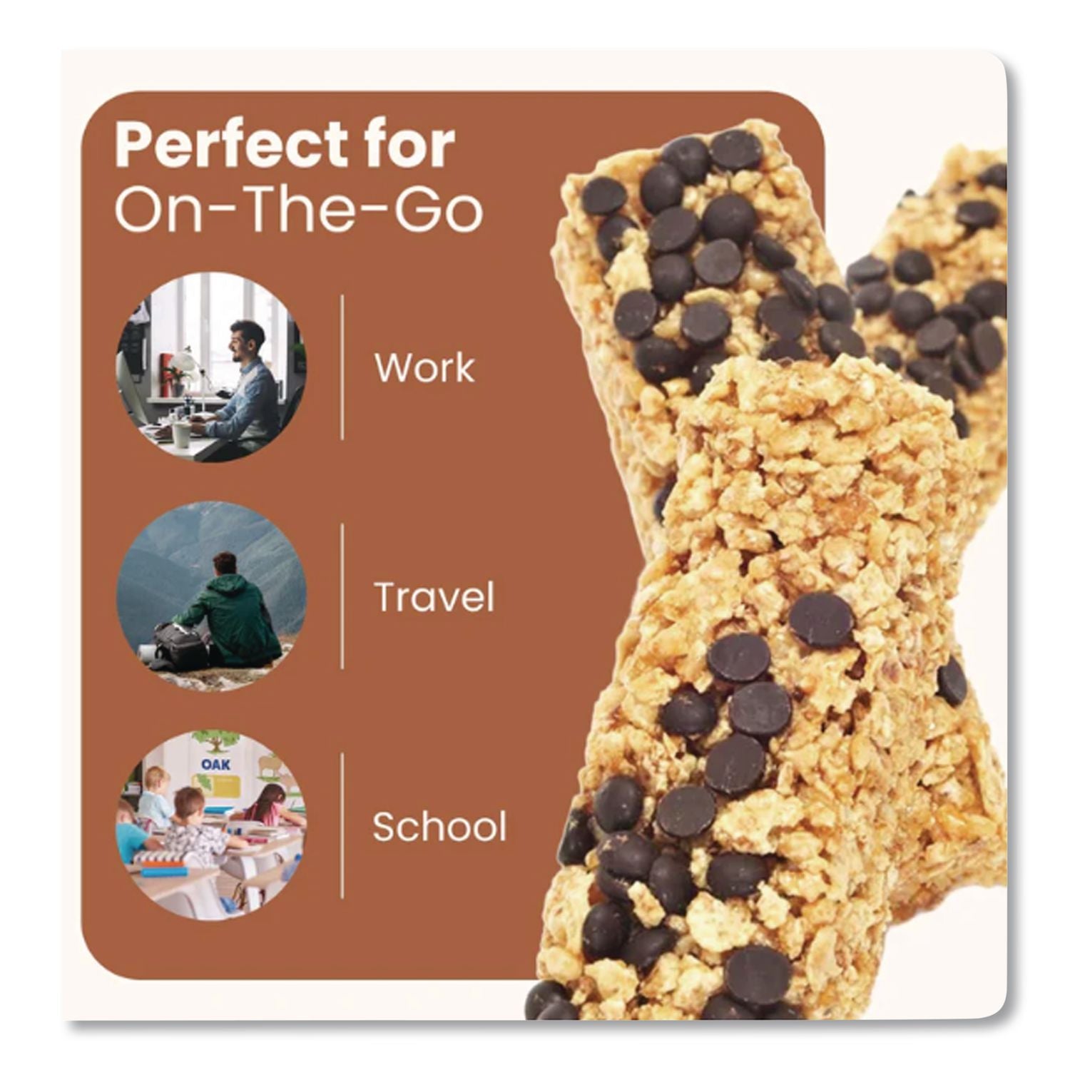 Chewy Chocolate Chip Granola Bars, 0.88 oz Bar, 60 Bars/Box, Ships in 1-3 Business Days