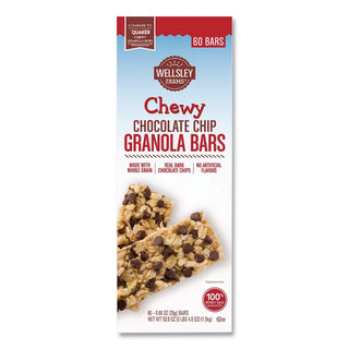 Chewy Chocolate Chip Granola Bars, 0.88 oz Bar, 60 Bars/Box, Ships in 1-3 Business Days