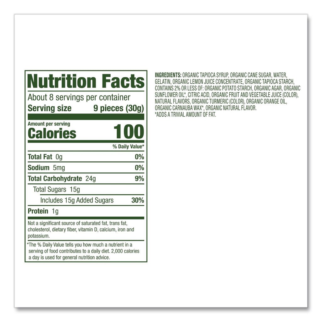 Organic Gummy Bears, 0.8 oz Pouch, 65 Pouches/Carton, Ships in 1-3 Business Days