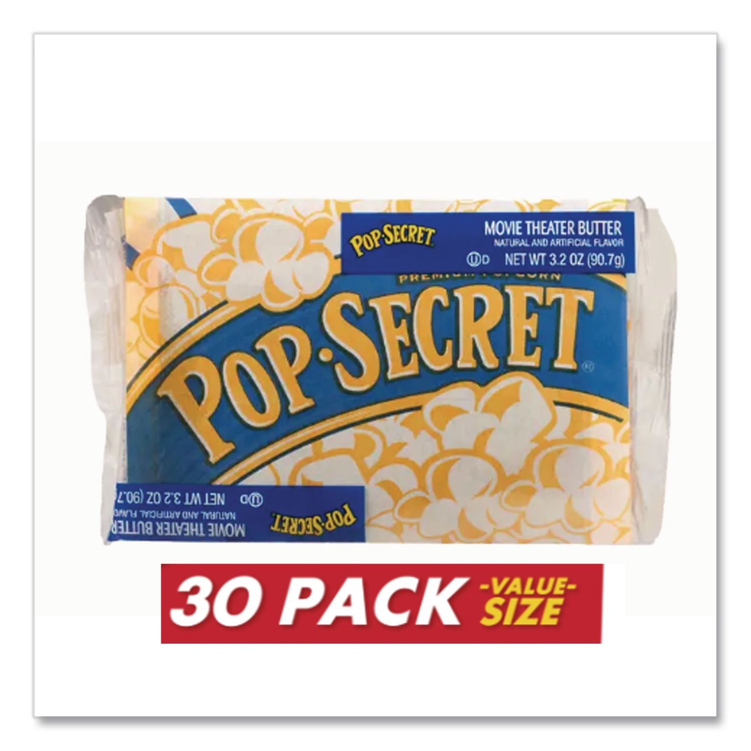 Microwave Popcorn, Movie Theater Butter, 3 oz Bags, 30/Carton, Ships in 1-3 Business Days