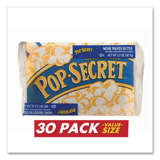 Microwave Popcorn, Movie Theater Butter, 3 oz Bags, 30/Carton, Ships in 1-3 Business Days