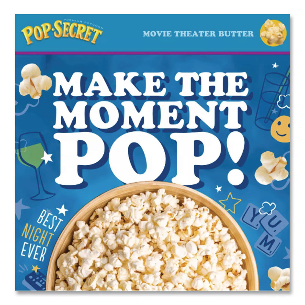Microwave Popcorn, Movie Theater Butter, 3 oz Bags, 30/Carton, Ships in 1-3 Business Days