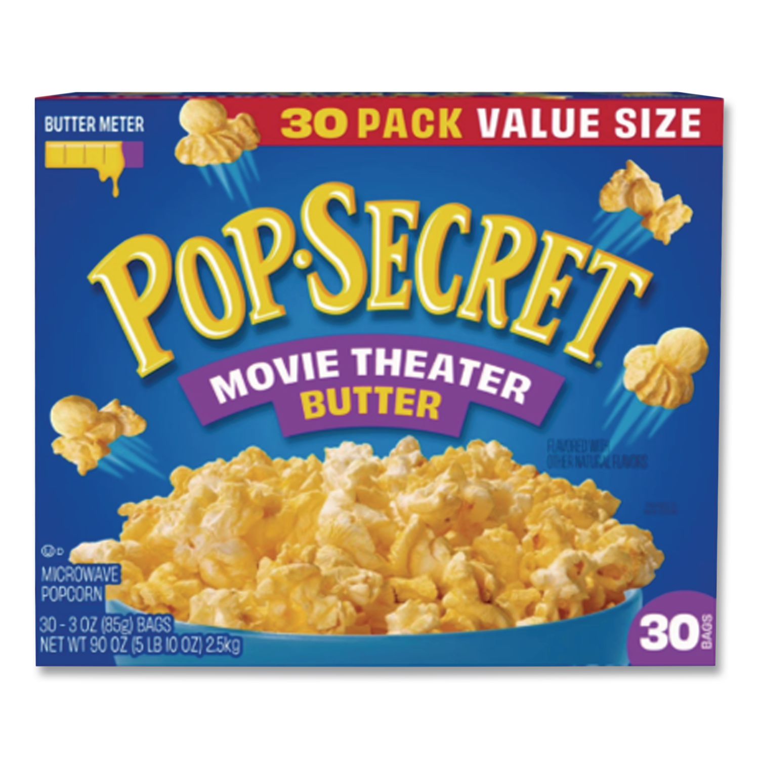 Microwave Popcorn, Movie Theater Butter, 3 oz Bags, 30/Carton, Ships in 1-3 Business Days