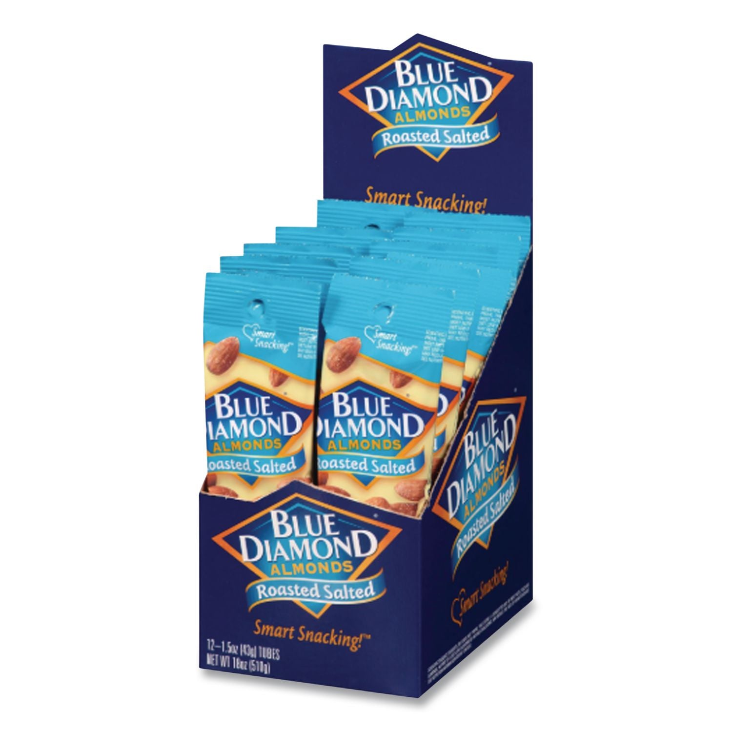 Roasted Salted Almonds, 1.5 oz Tube, 12 Tubes/Carton, Ships in 1-3 Business Days
