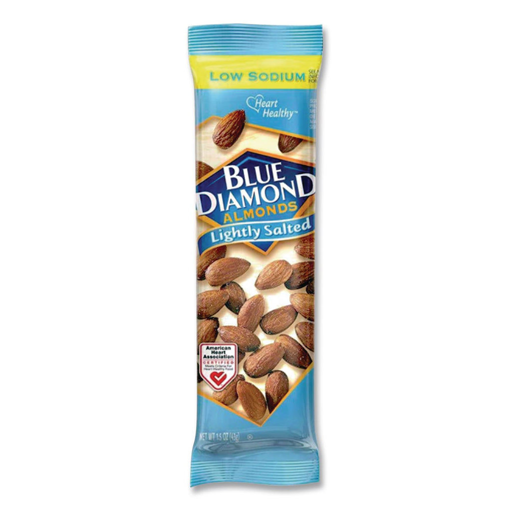 Low Sodium Lightly Salted Almonds, 1.5 oz Tube, 12 Tubes/Carton, Ships in 1-3 Business Days