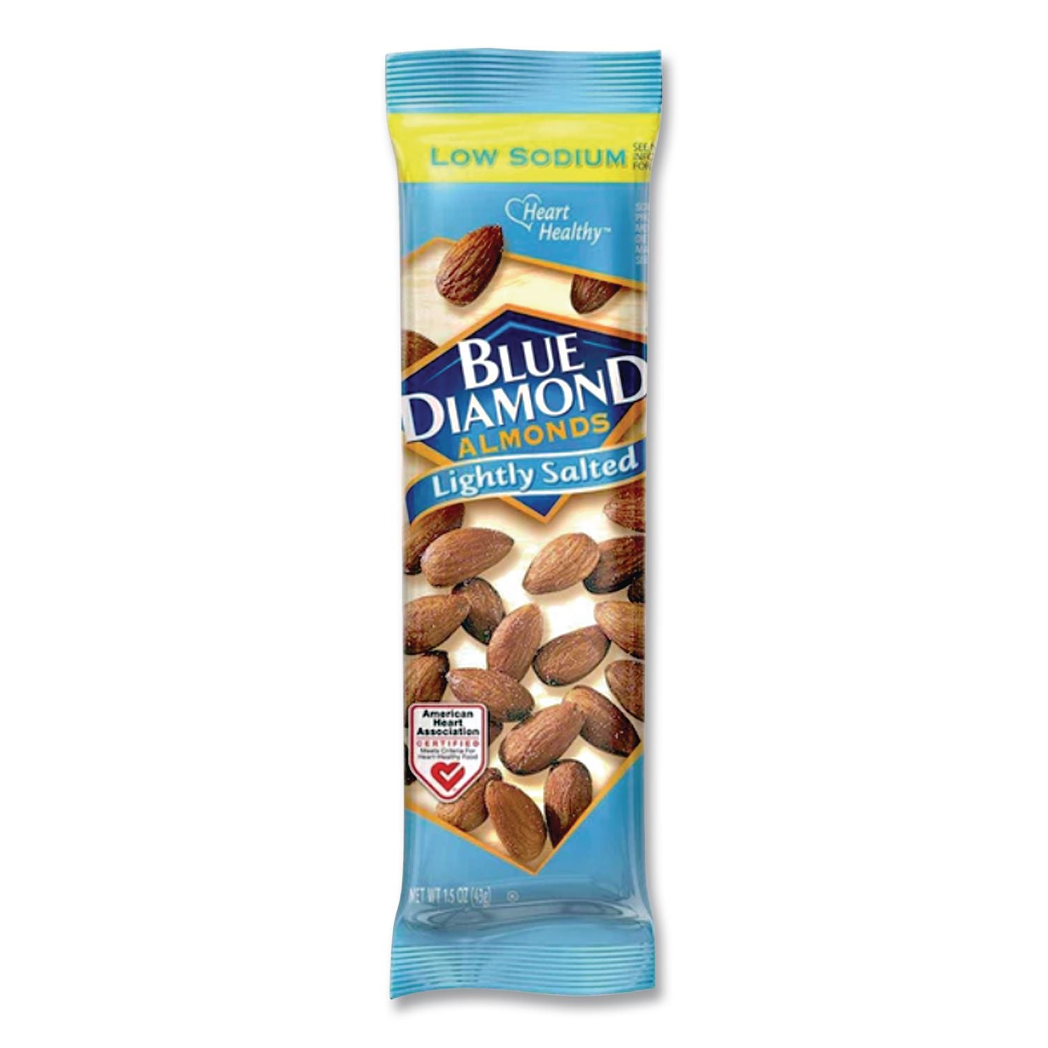 Low Sodium Lightly Salted Almonds, 1.5 oz Tube, 12 Tubes/Carton, Ships in 1-3 Business Days