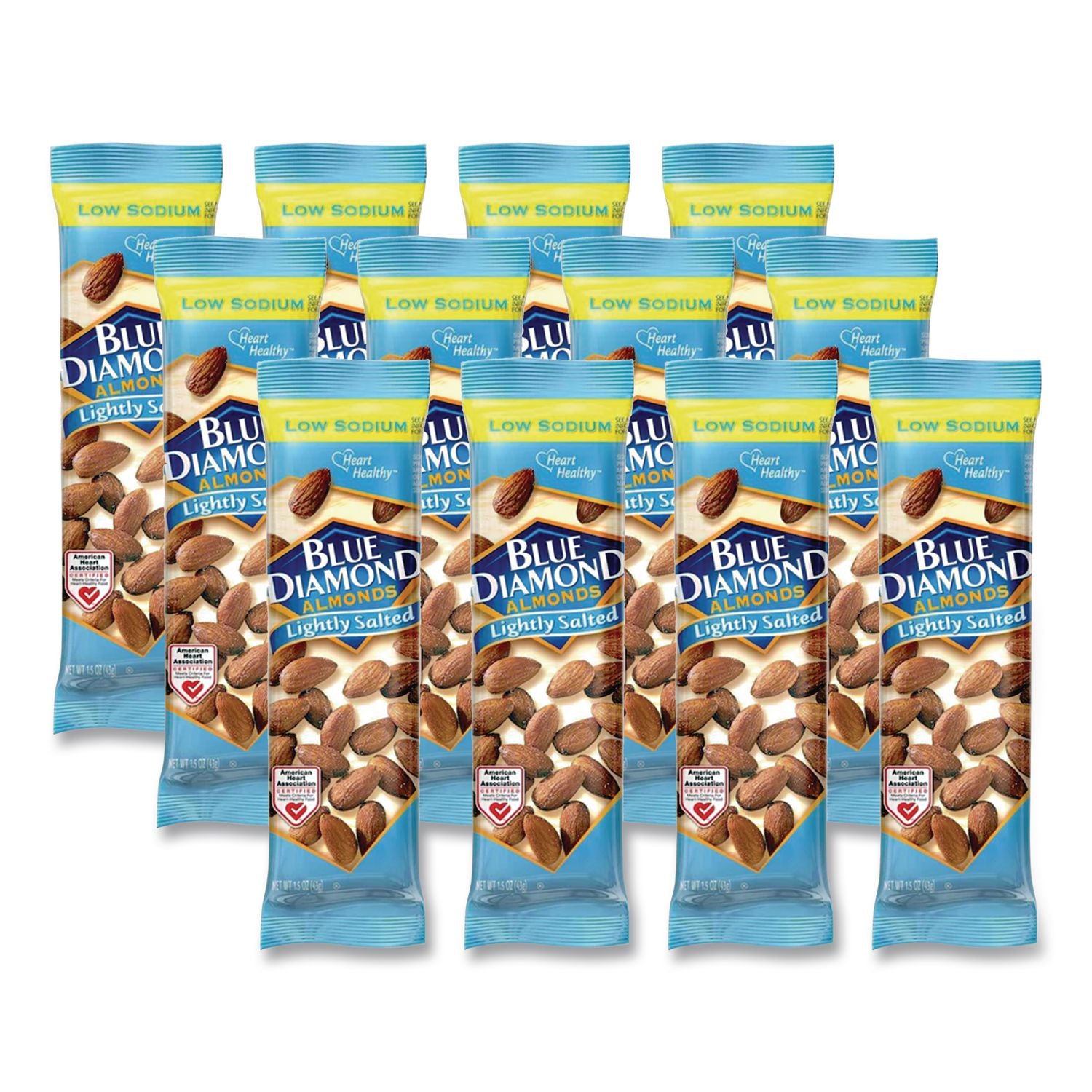 Low Sodium Lightly Salted Almonds, 1.5 oz Tube, 12 Tubes/Carton, Ships in 1-3 Business Days