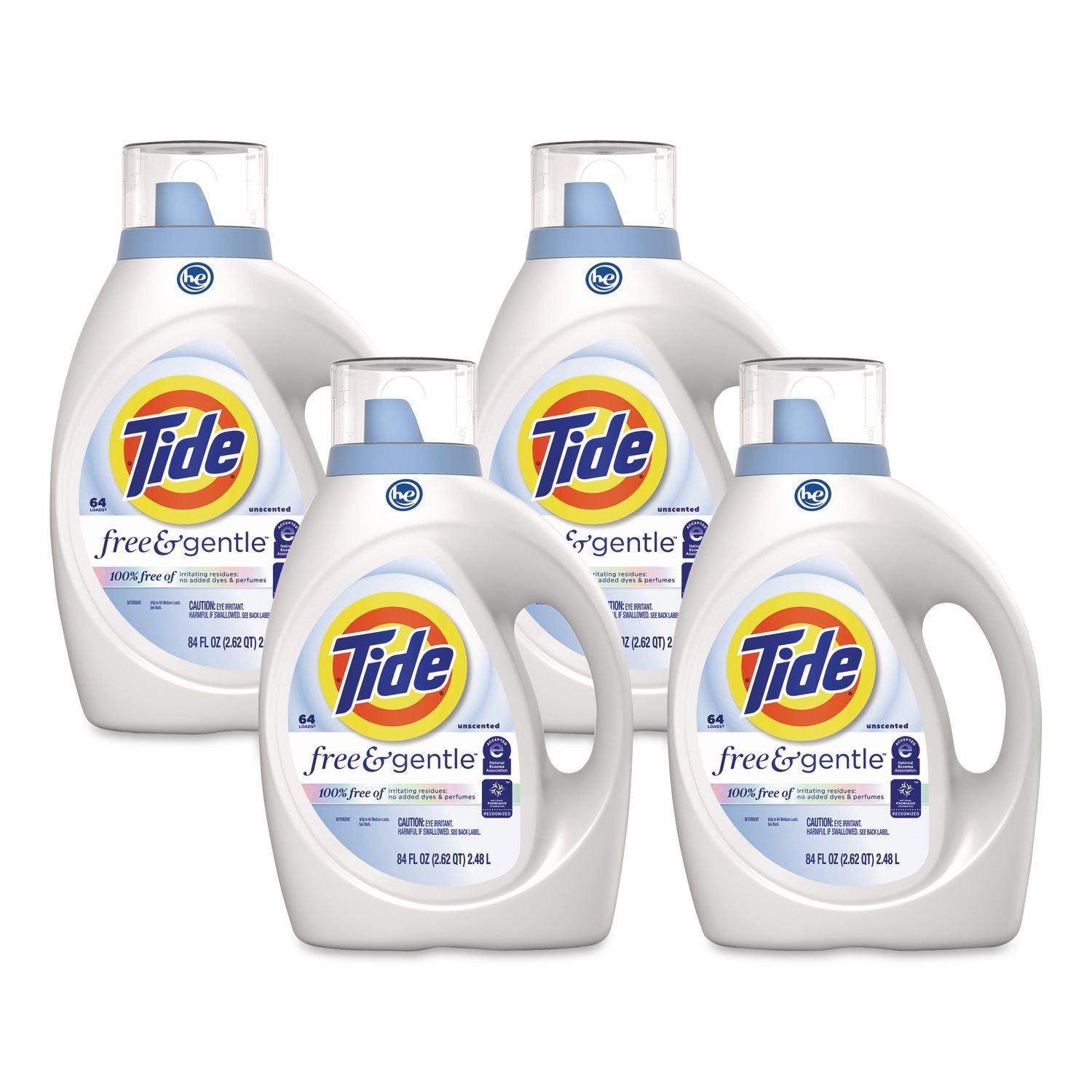 Free and Gentle Liquid Laundry Detergent, 64 Loads, 84 oz Bottle, 4/Carton