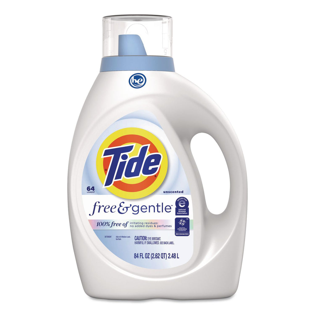 Free and Gentle Liquid Laundry Detergent, 64 Loads, 84 oz Bottle, 4/Carton