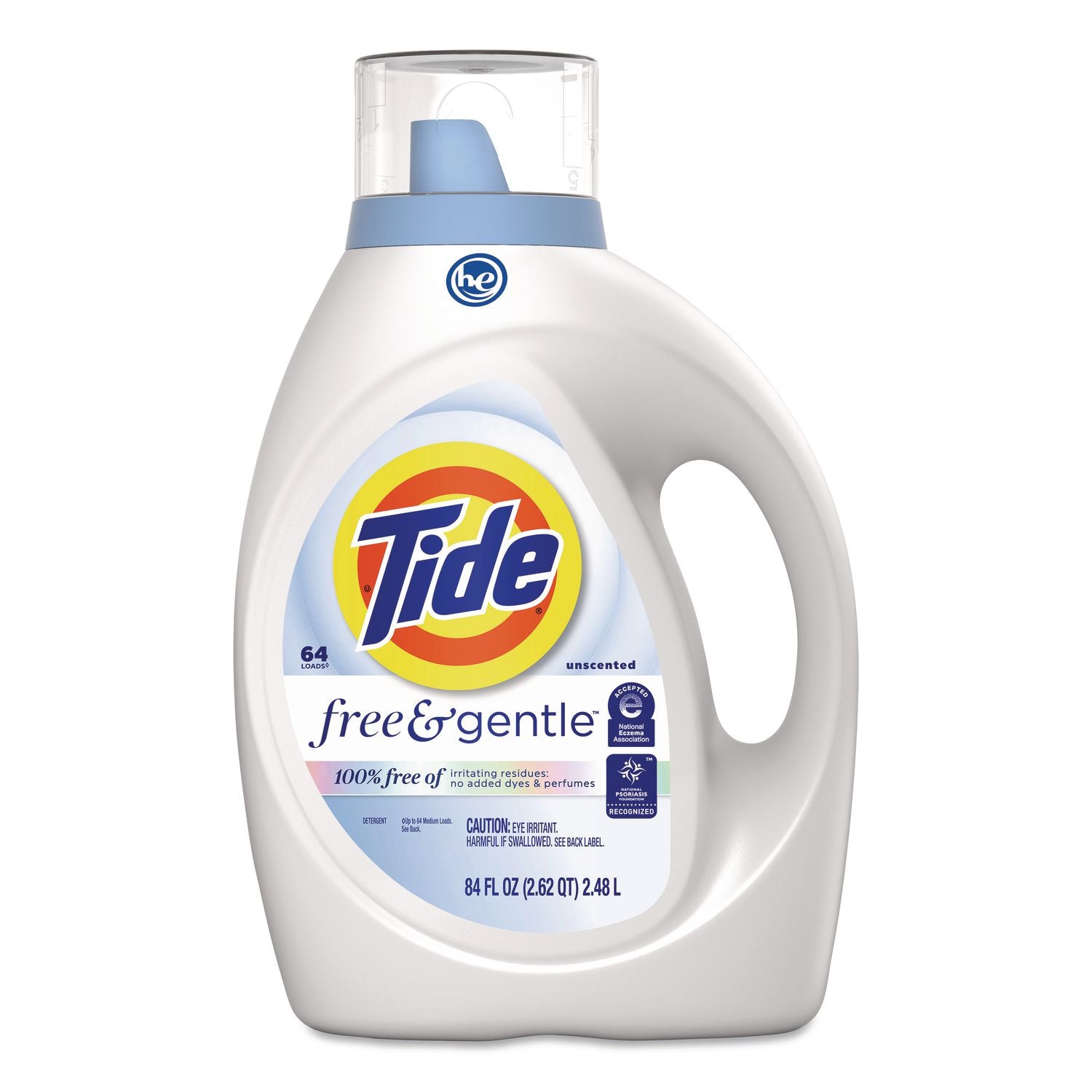 Free and Gentle Liquid Laundry Detergent, 64 Loads, 84 oz Bottle, 4/Carton