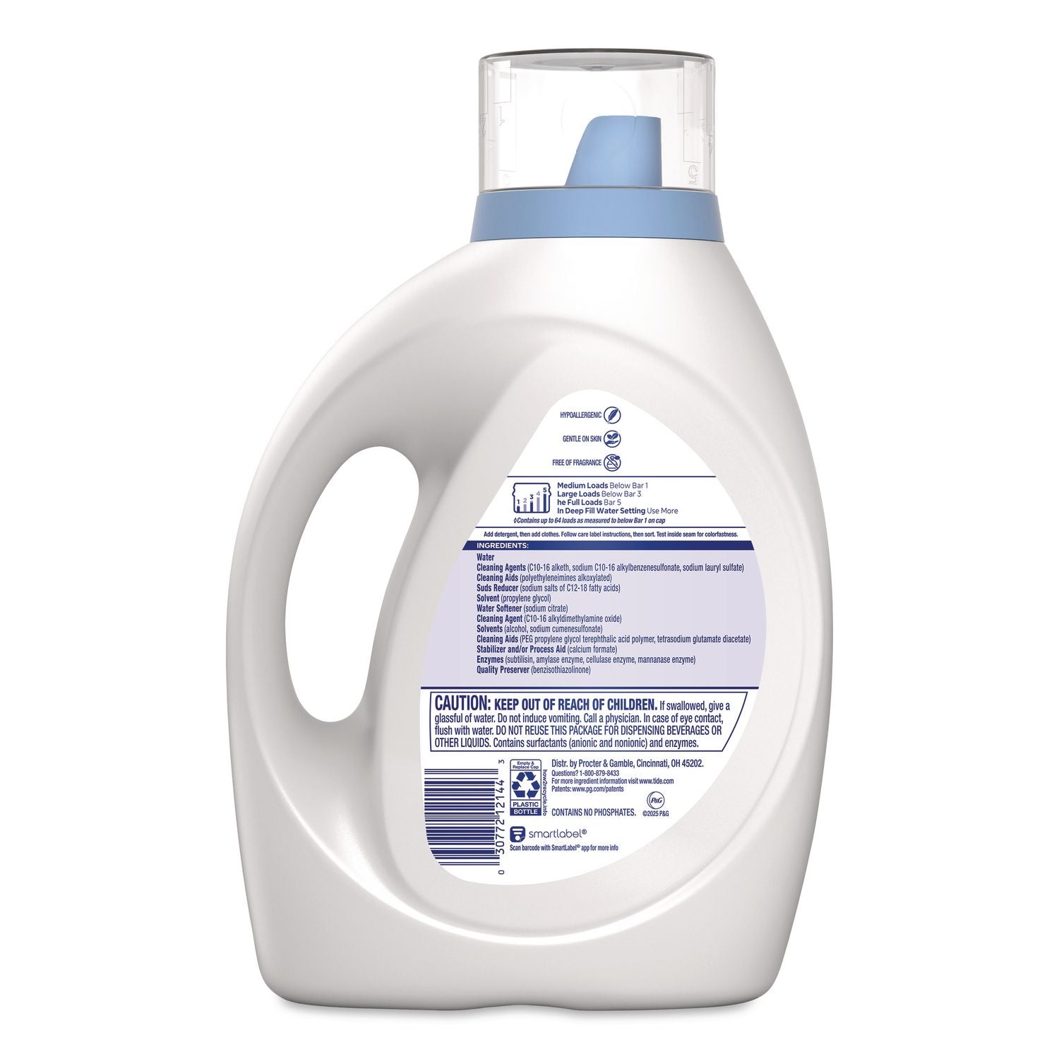 Free and Gentle Liquid Laundry Detergent, 64 Loads, 84 oz Bottle, 4/Carton