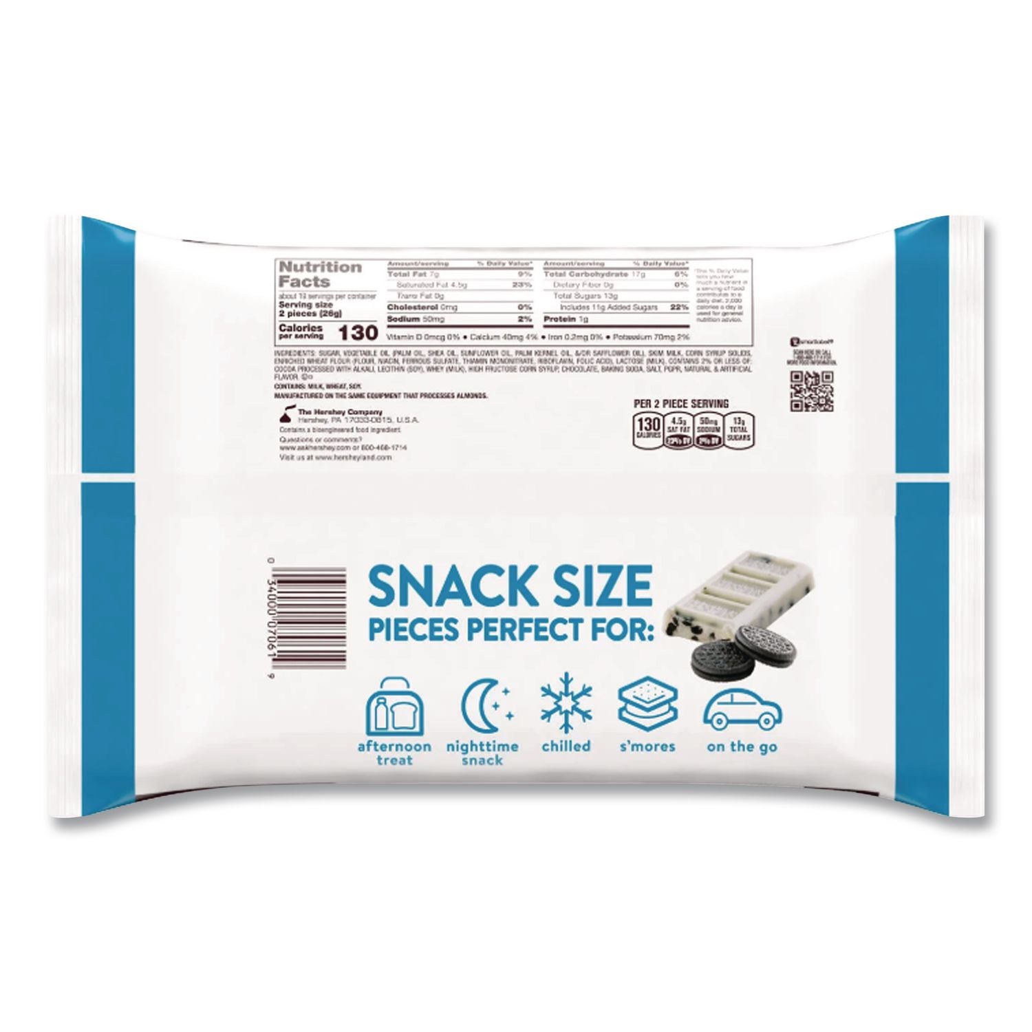 Snack Size Bars, Cookies n Creme, 17.1 oz Bag, 2/Pack, Ships in 1-3 Business Days