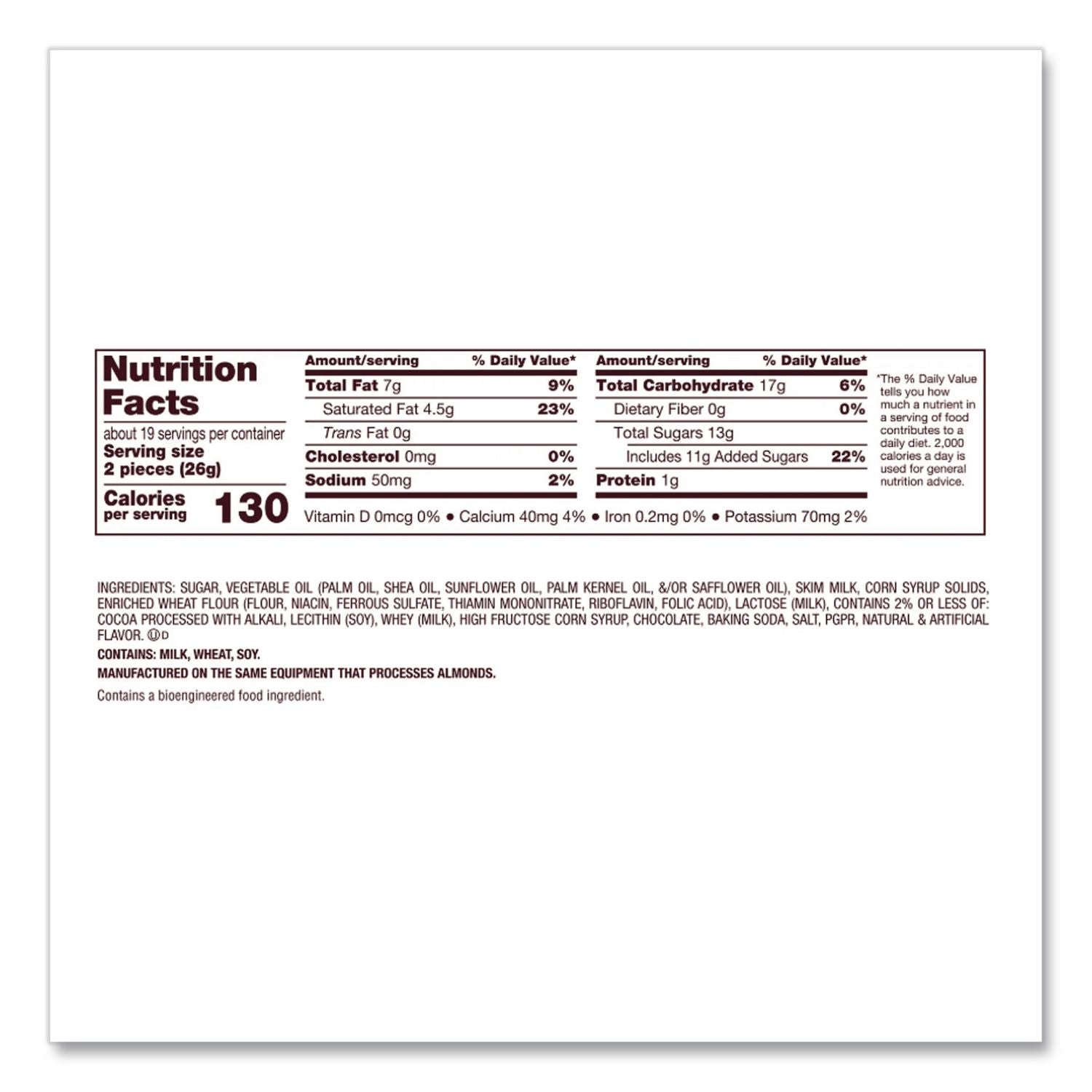 Snack Size Bars, Cookies n Creme, 17.1 oz Bag, 2/Pack, Ships in 1-3 Business Days