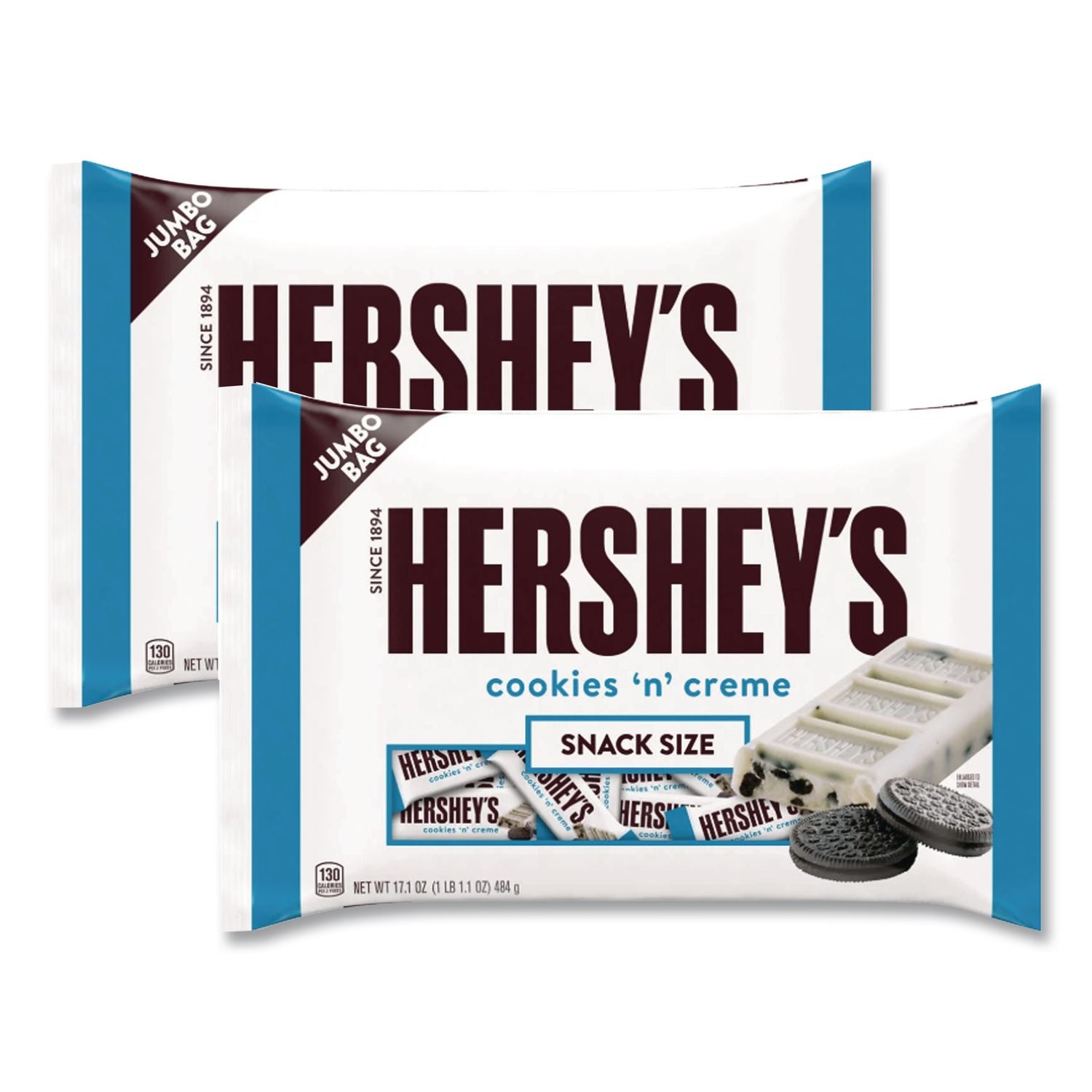 Snack Size Bars, Cookies n Creme, 17.1 oz Bag, 2/Pack, Ships in 1-3 Business Days