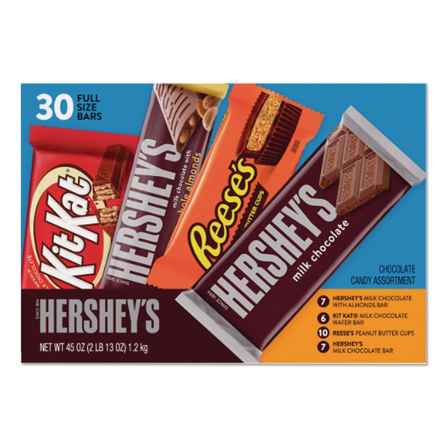 Full Size Chocolate Candy Bar Variety Pack, Assorted 1.5 oz Bar, 30 Bars/Box, Ships in 1-3 Business Days