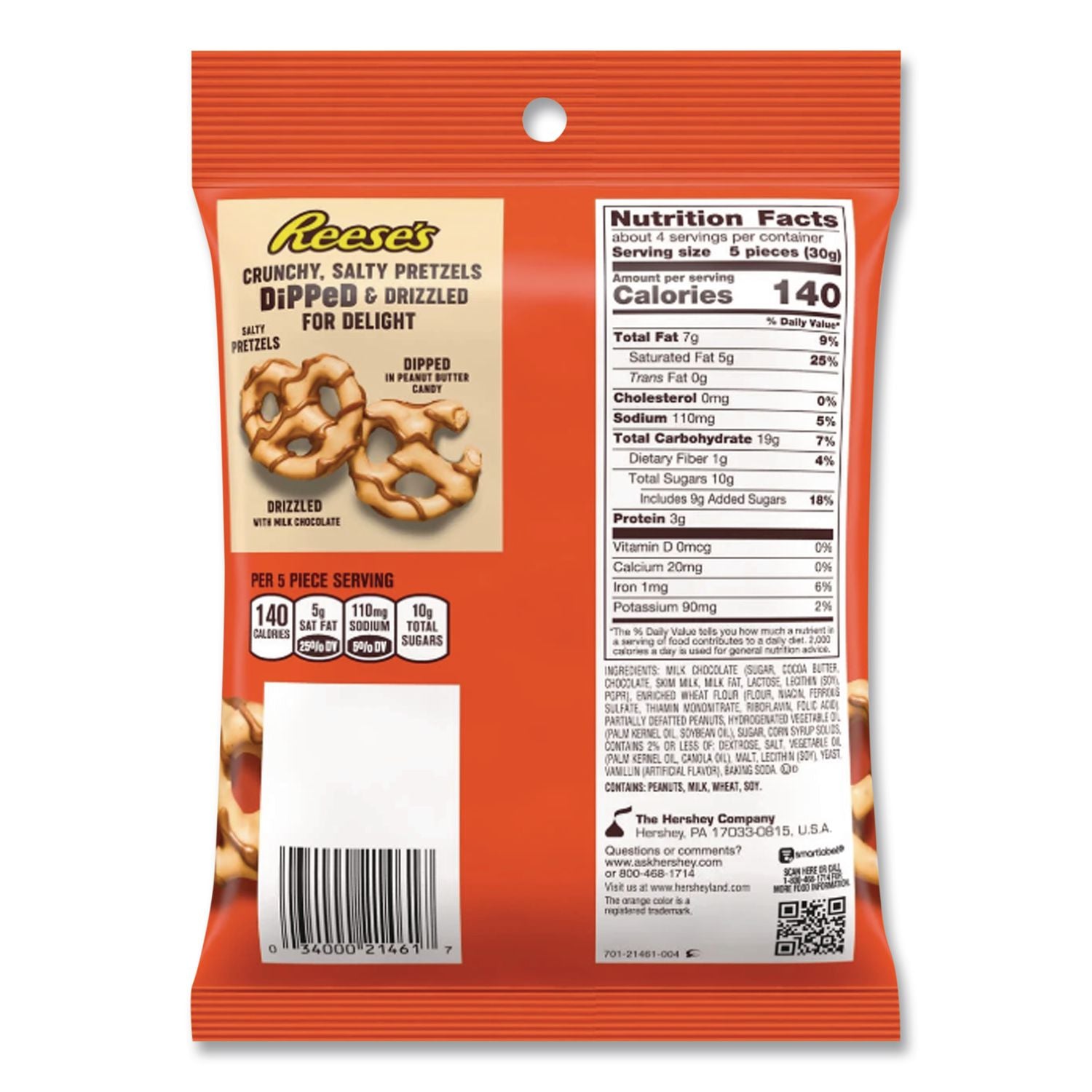 Dipped Pretzels, 4.25 oz Bag, 4/Carton, Ships in 1-3 Business Days