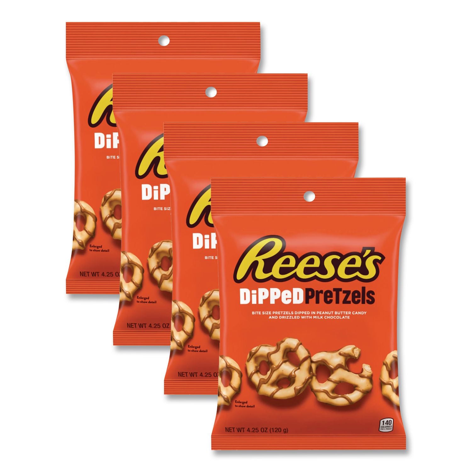 Dipped Pretzels, 4.25 oz Bag, 4/Carton, Ships in 1-3 Business Days