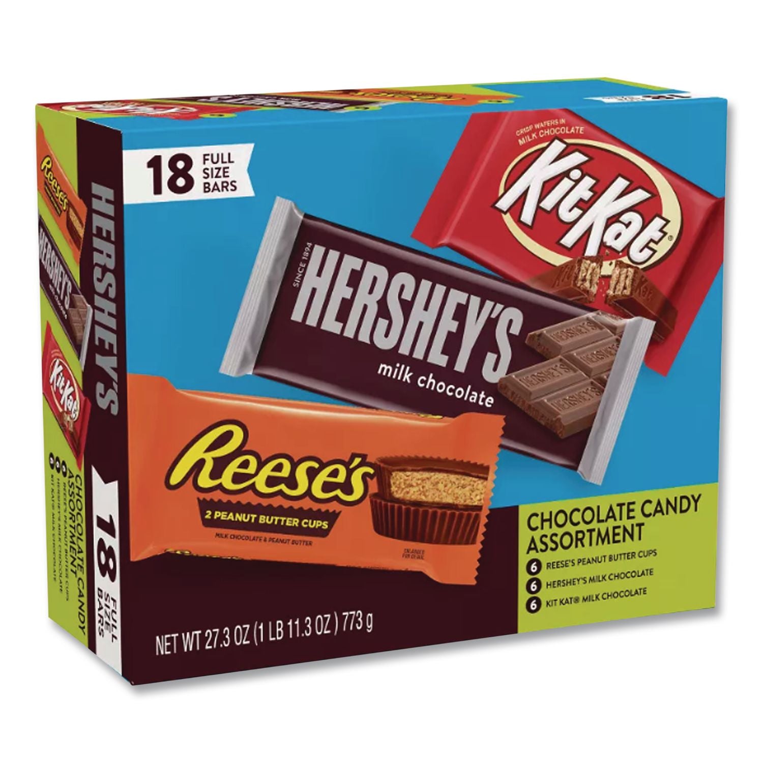 Full Size Chocolate Candy Bar Variety Pack, Assorted 1.5 oz Bar, 18 Bars/Carton, Ships in 1-3 Business Days
