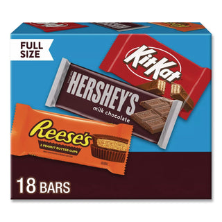 Full Size Chocolate Candy Bar Variety Pack, Assorted 1.5 oz Bar, 18 Bars/Carton, Ships in 1-3 Business Days