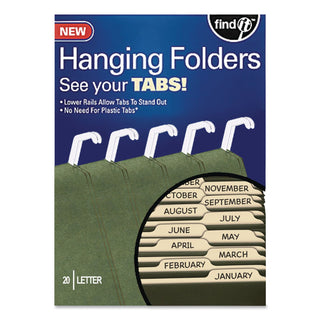 find It - Hanging File Folders with Innovative Top Rail, Letter, Green, 20/Pack, Sold as 1 PK