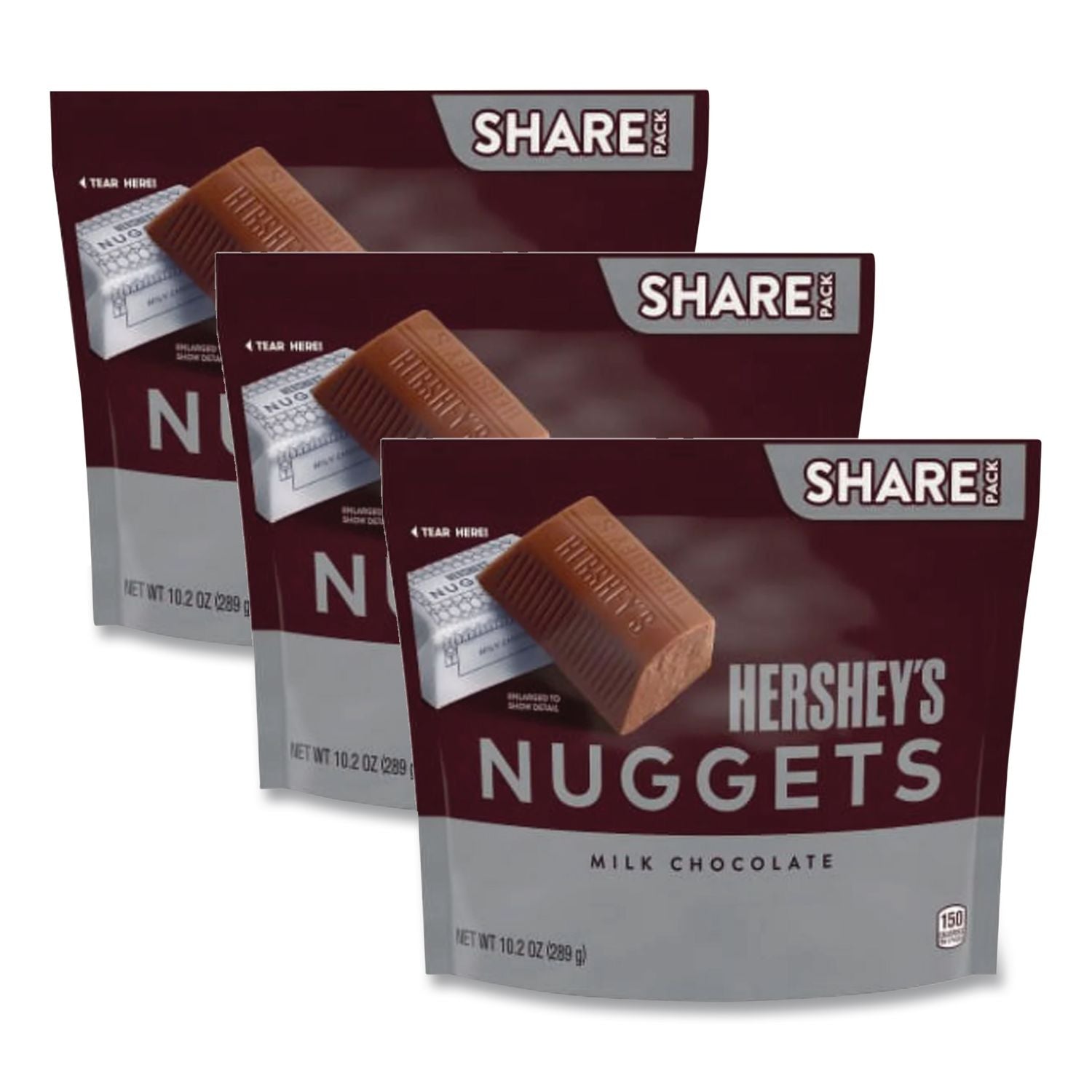 Nuggets Share Pack, Milk Chocolate, 10.2 oz Bag, 3/Pack, Ships in 1-3 Business Days