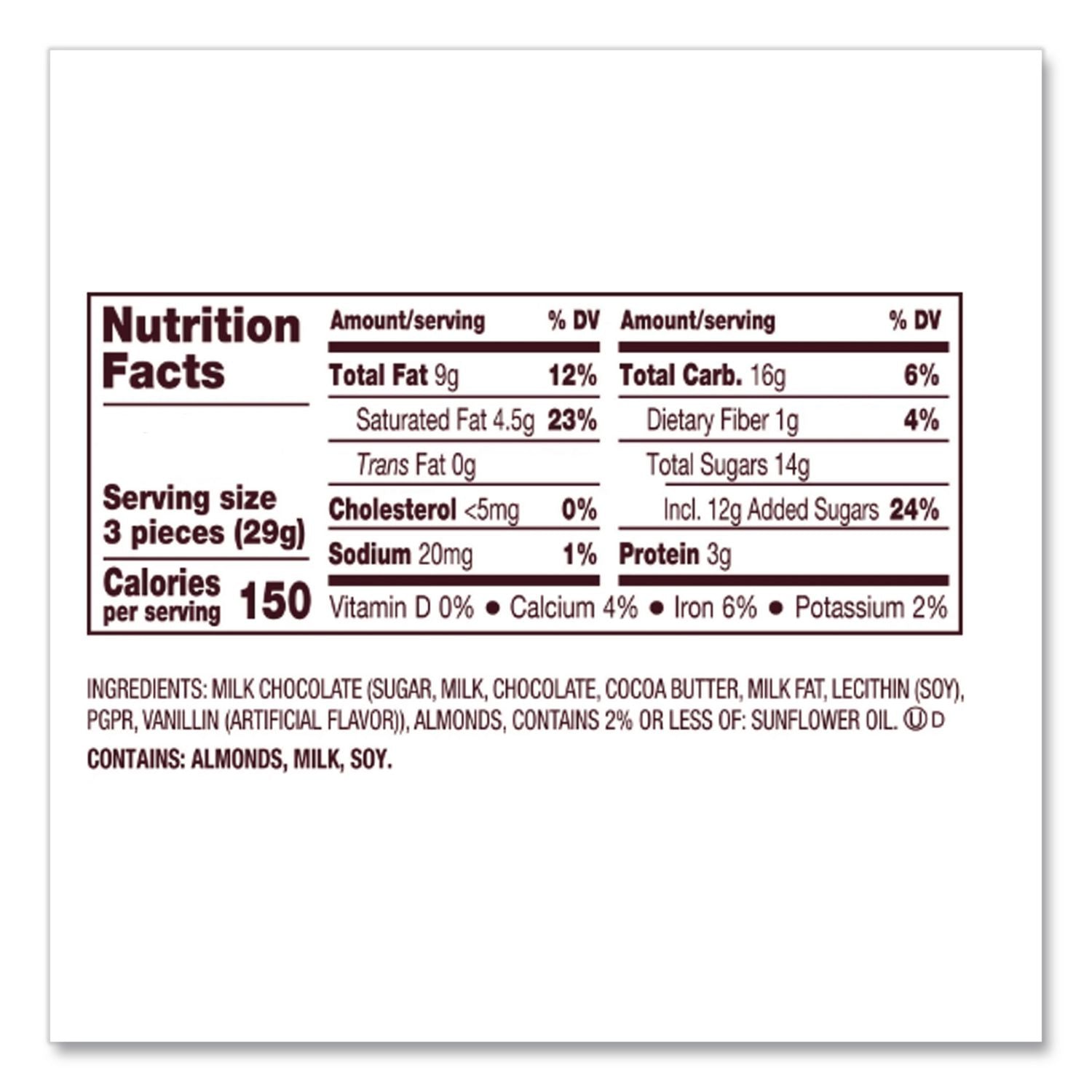Nuggets Share Pack, Milk Chocolate with Almonds, 10.1 oz Bag, 3/Pack, Ships in 1-3 Business Days