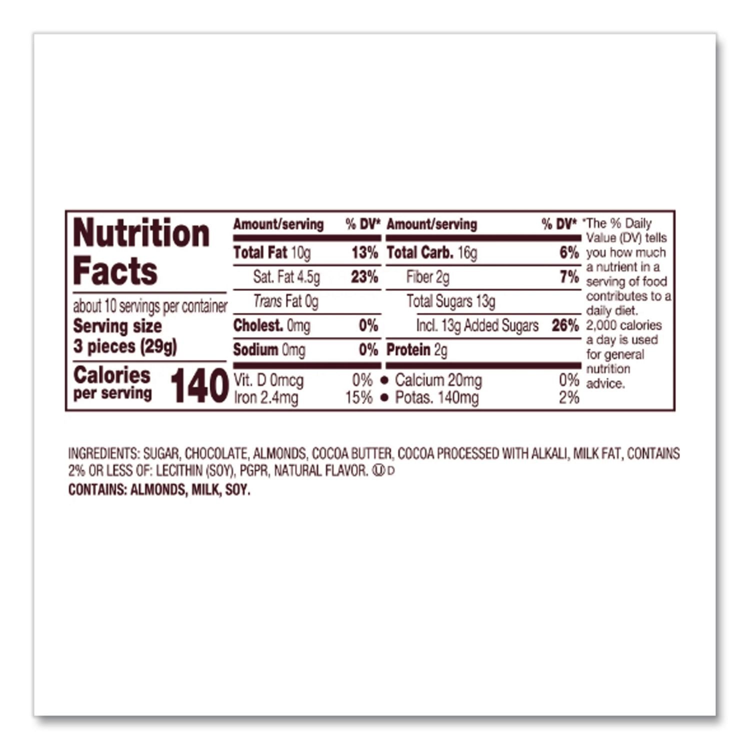 Nuggets Share Pack, Special Dark with Almonds, 10.1 oz Bag, 3/Pack, Ships in 1-3 Business Days