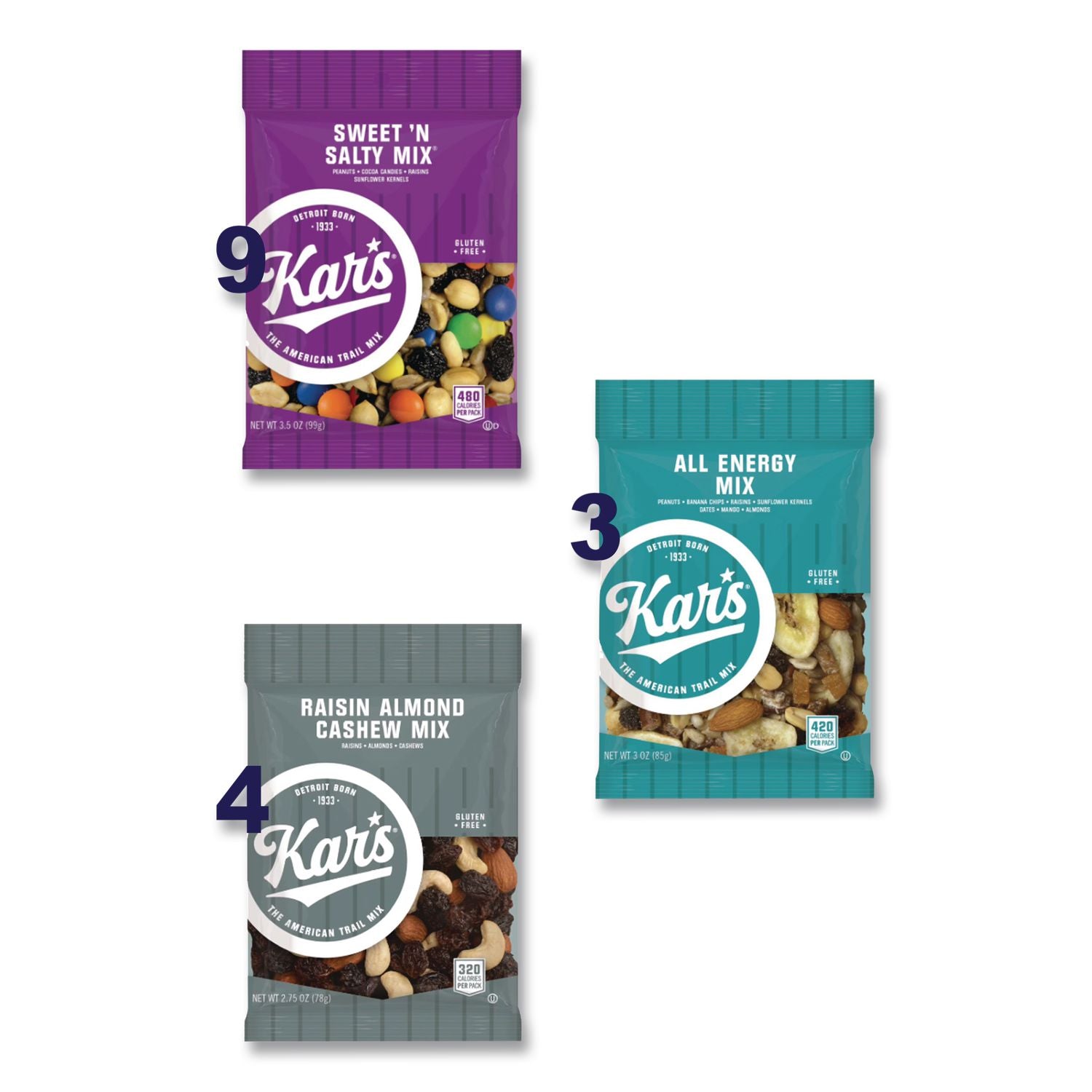 Trail Mix Variety Pack, Assorted Flavors, 18 Packets/Carton, Ships in 1-3 Business Days