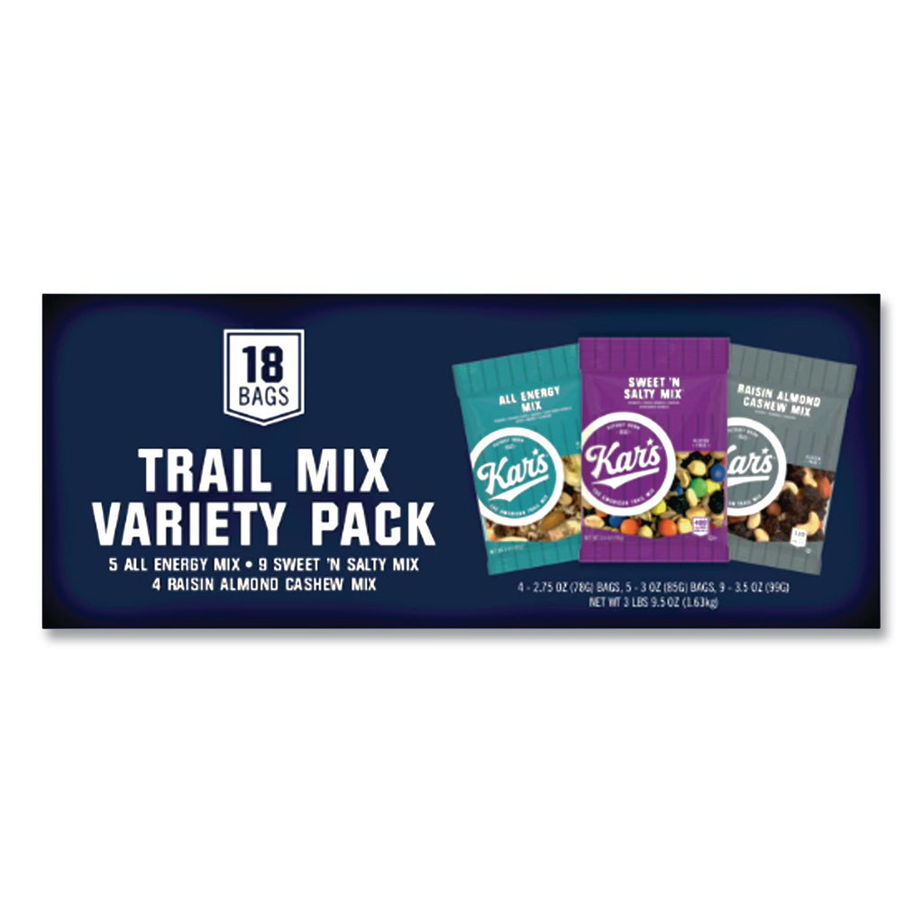 Trail Mix Variety Pack, Assorted Flavors, 18 Packets/Carton, Ships in 1-3 Business Days