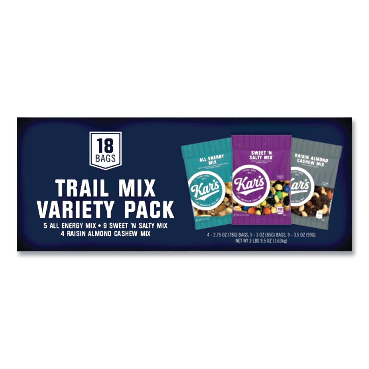 Trail Mix Variety Pack, Assorted Flavors, 18 Packets/Carton, Ships in 1-3 Business Days