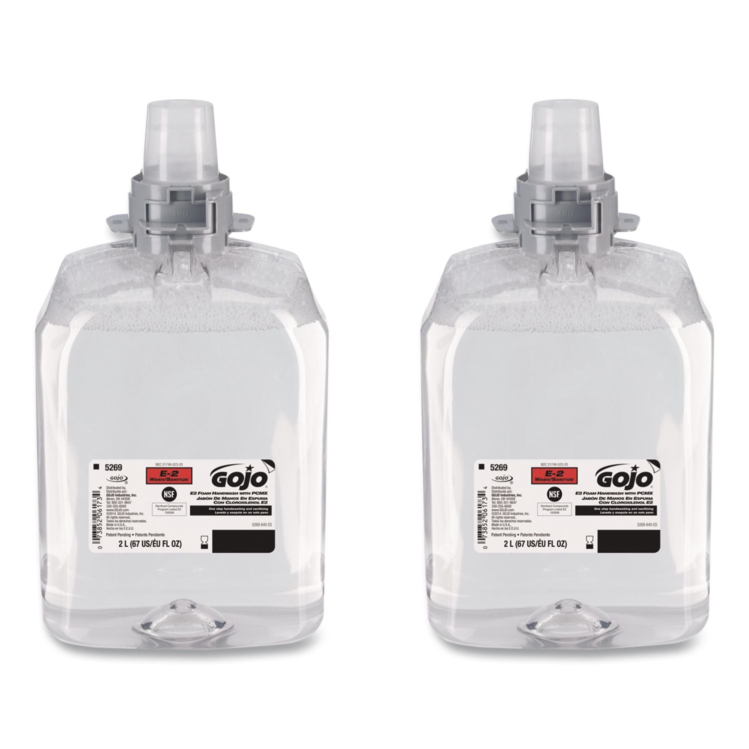 E2 Foam Handwash with PCMX for FMX-20 Dispensers, Fragrance-Free, 2,000 mL Refill, 2/Carton