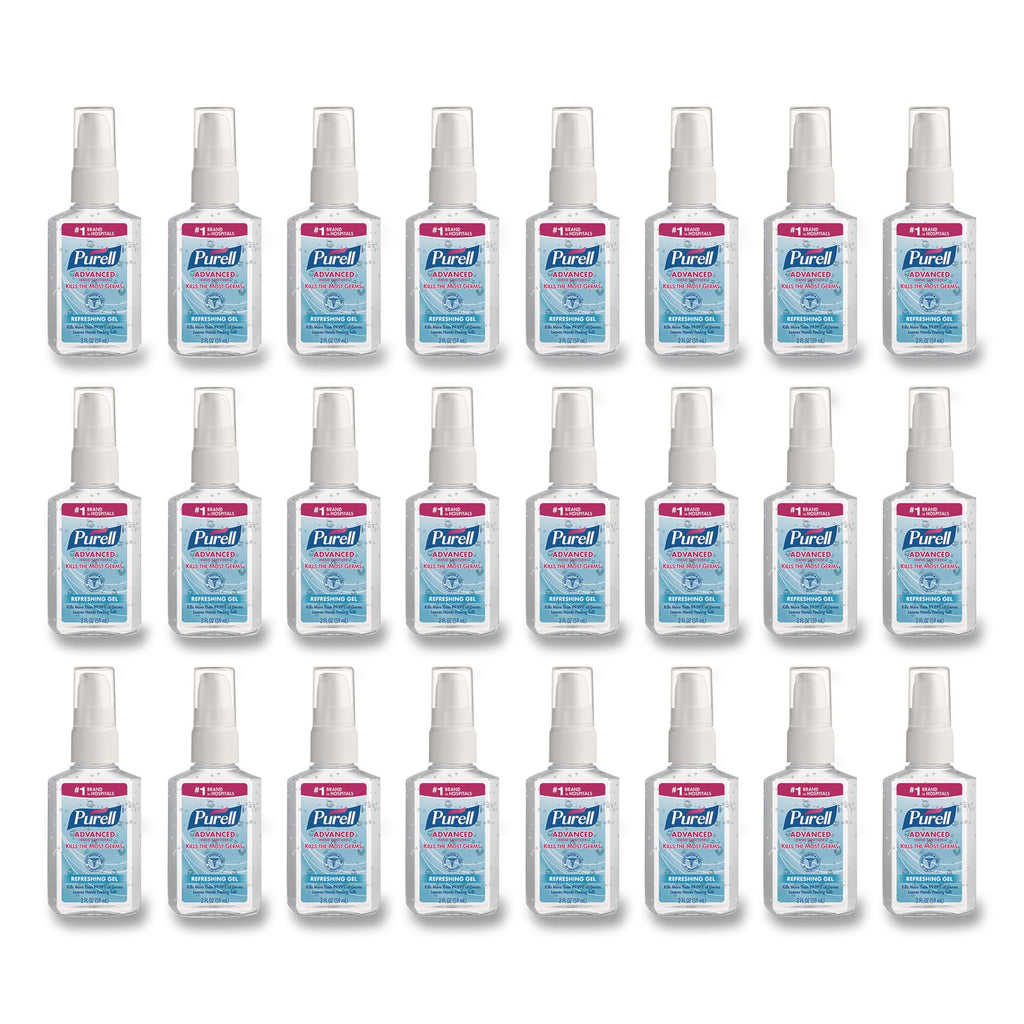 Advanced Hand Sanitizer Gel, 2 oz Pump Bottle, Refreshing Scent, 24/Carton