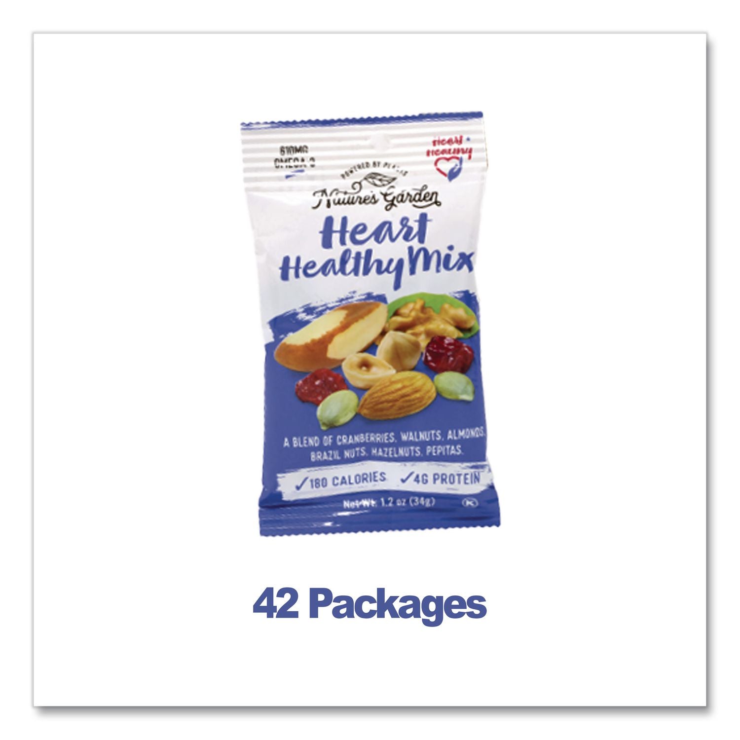 Healthy Heart Mix, 1.2 oz Pouch, 7 Pouches/Pack, 6 Packs/Carton, Ships in 1-3 Business Days