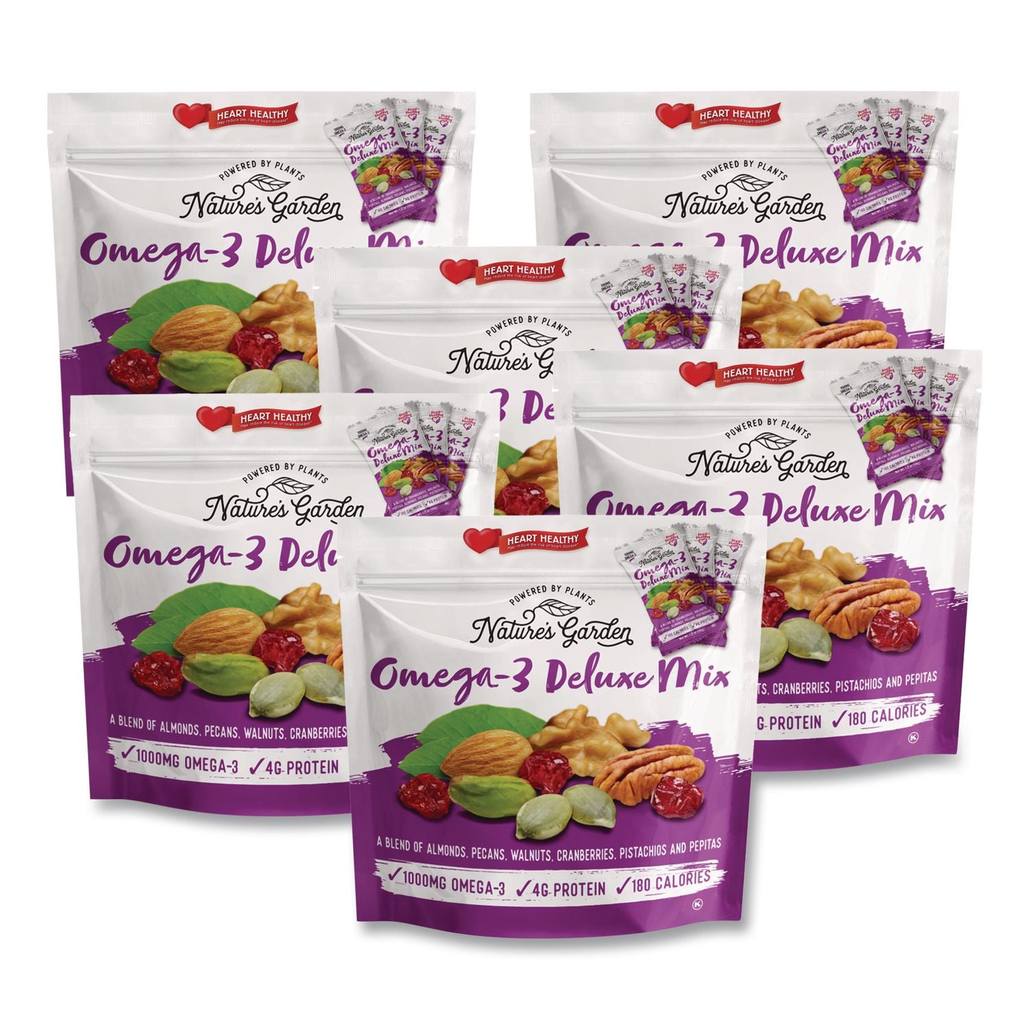Omega-3 Nut Mix, 1 oz Pouch, 7 Pouches/Pack, 6 Packs/Carton, Ships in 1-3 Business Days
