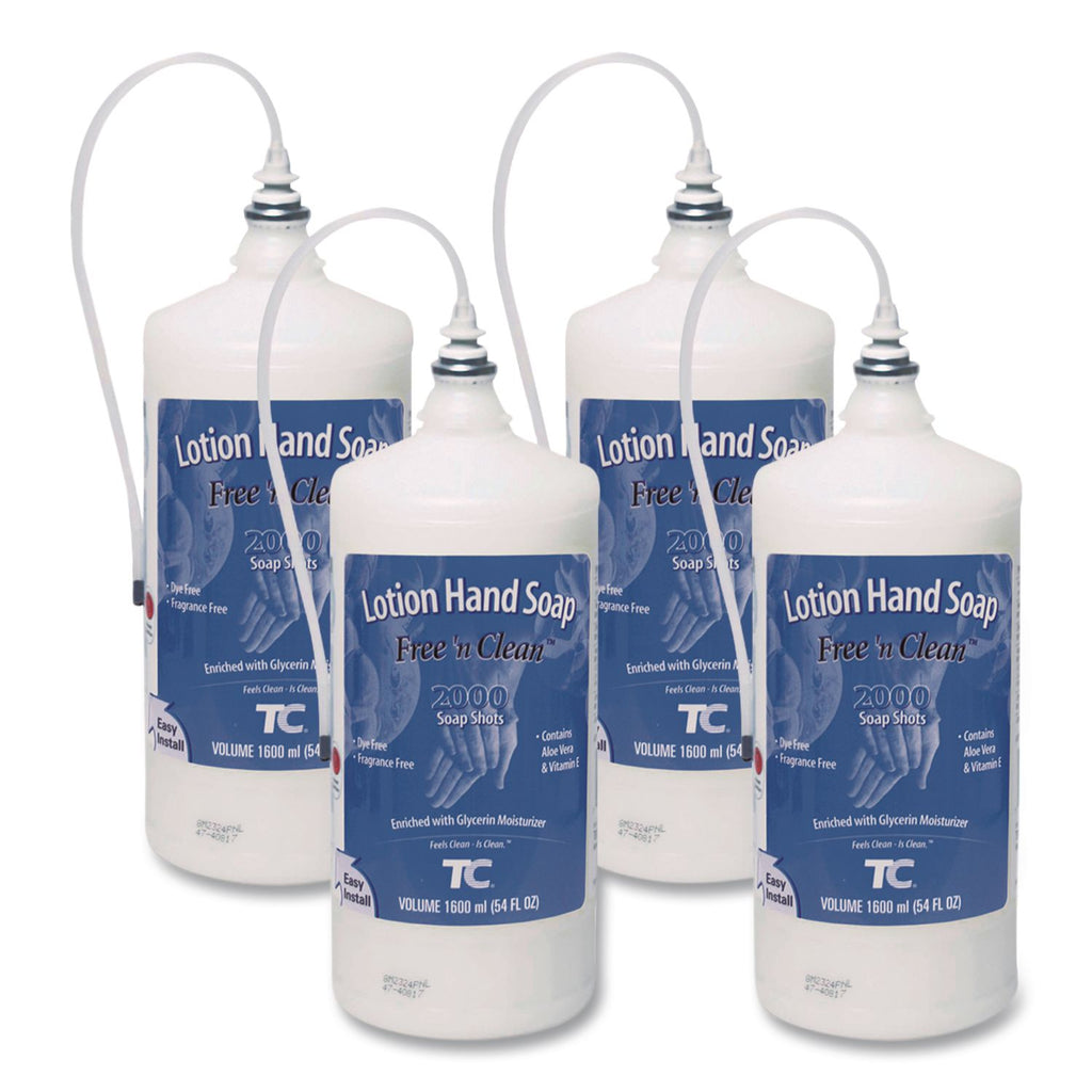 OneShot Lotion Soap, Fragrance-Free, 1,600 mL Refill, 4/Carton