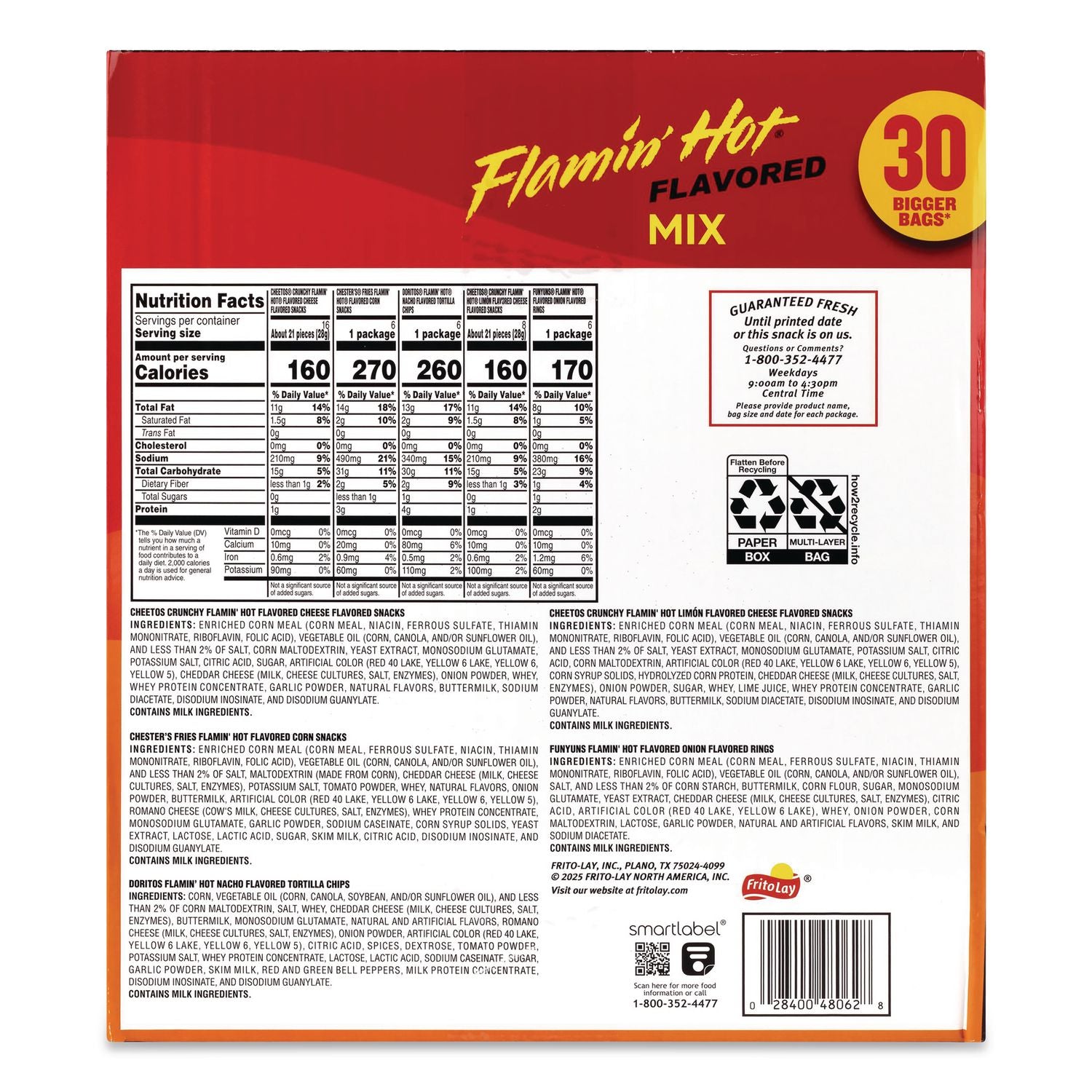 Flamin' Hot Mix Variety Pack, Assorted Flavors, Assorted Size Bag, 30 Bags/Carton, Ships in 1-3 Business Days