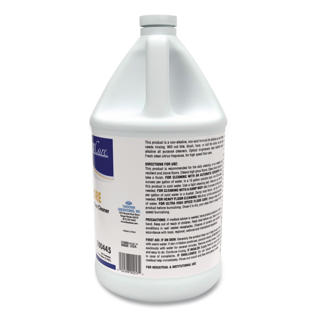 Rinse-No-More Floor Cleaner, Lemon Scent, 1 gal, Bottle, 4/Carton