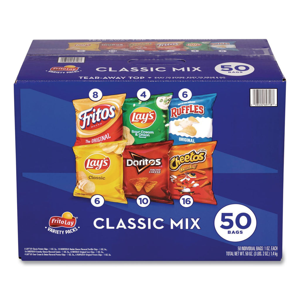 Potato Chips Bags Variety Pack, Assorted Flavors, 1 oz Bag, 50 Bags/Carton, Ships in 1-3 Business Days