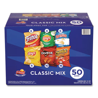Potato Chips Bags Variety Pack, Assorted Flavors, 1 oz Bag, 50 Bags/Carton, Ships in 1-3 Business Days