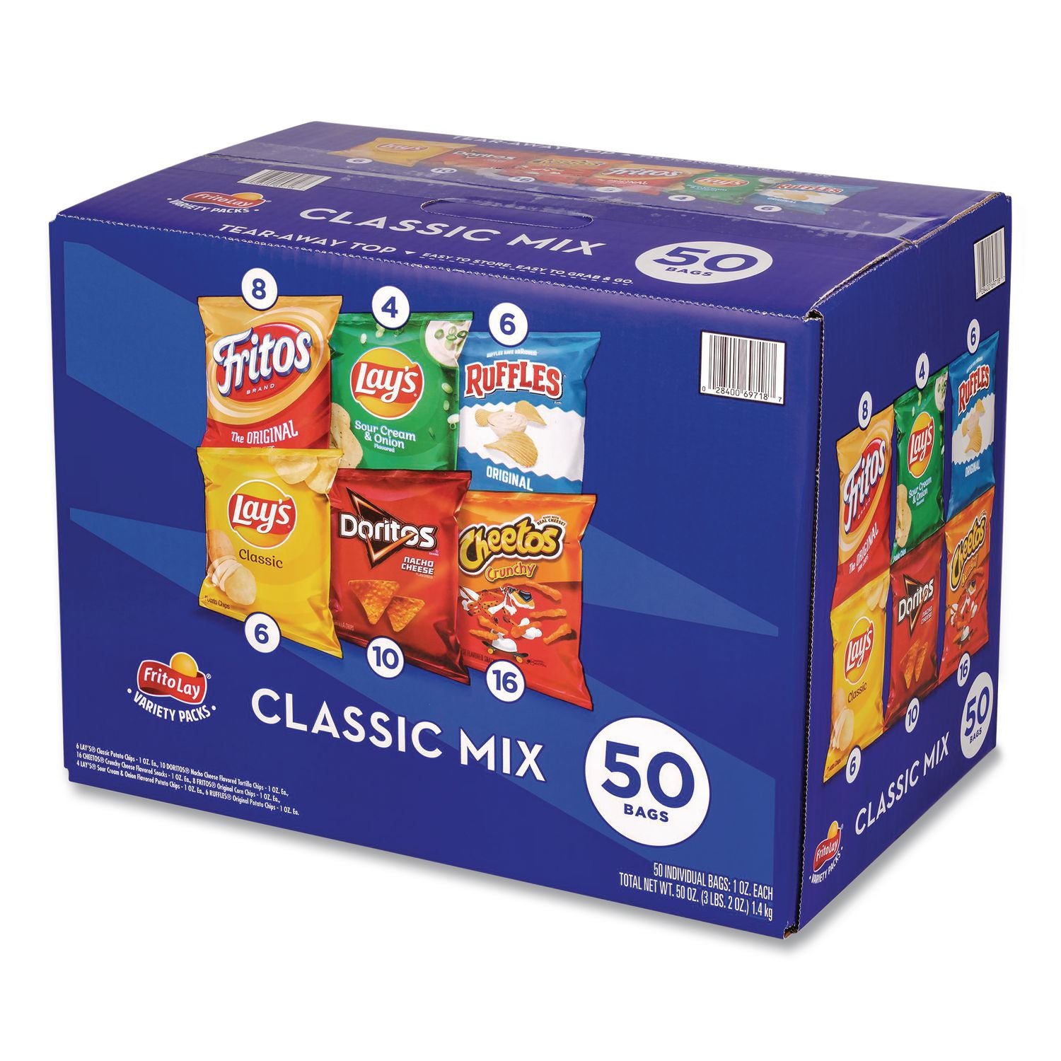 Potato Chips Bags Variety Pack, Assorted Flavors, 1 oz Bag, 50 Bags/Carton, Ships in 1-3 Business Days