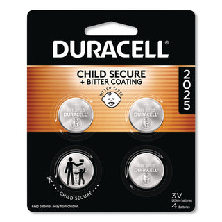 Lithium Coin Batteries With Bitterant, 2025, 4/Pack