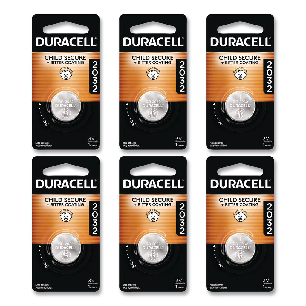 Lithium Coin Batteries With Bitterant, 2032, 6/Box