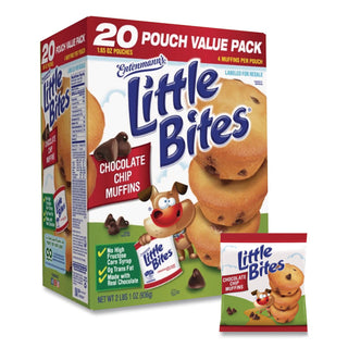 Little Bites Muffins, Chocolate Chip, 1.65 oz Pouch, 20 Pouches/Carton, Ships in 1-3 Business Days