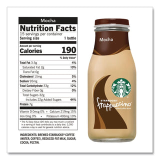 Frappuccino Coffee, 9.5 oz Bottle, Mocha, 15/Carton, Ships in 1-3 Business Days