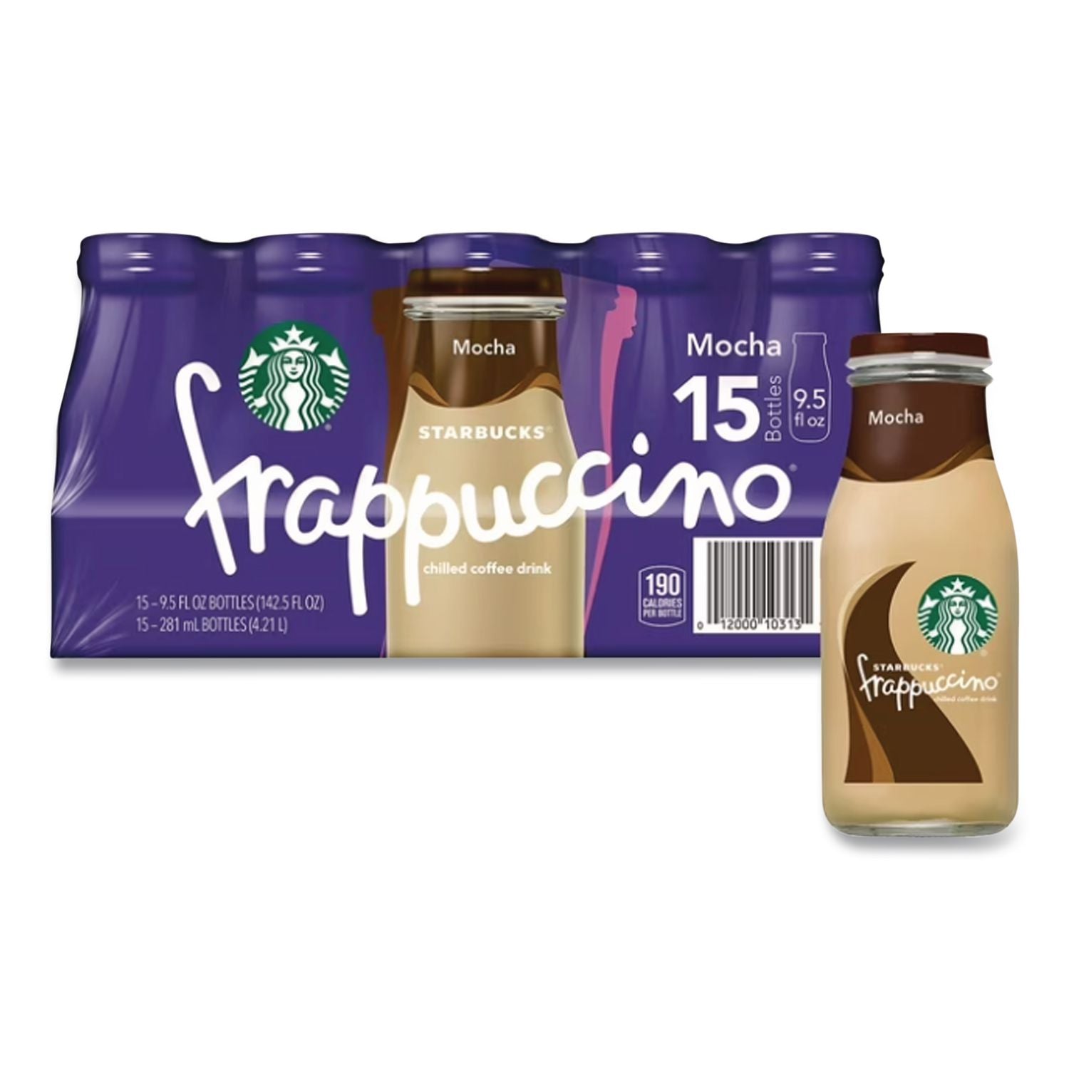 Frappuccino Coffee, 9.5 oz Bottle, Mocha, 15/Carton, Ships in 1-3 Business Days