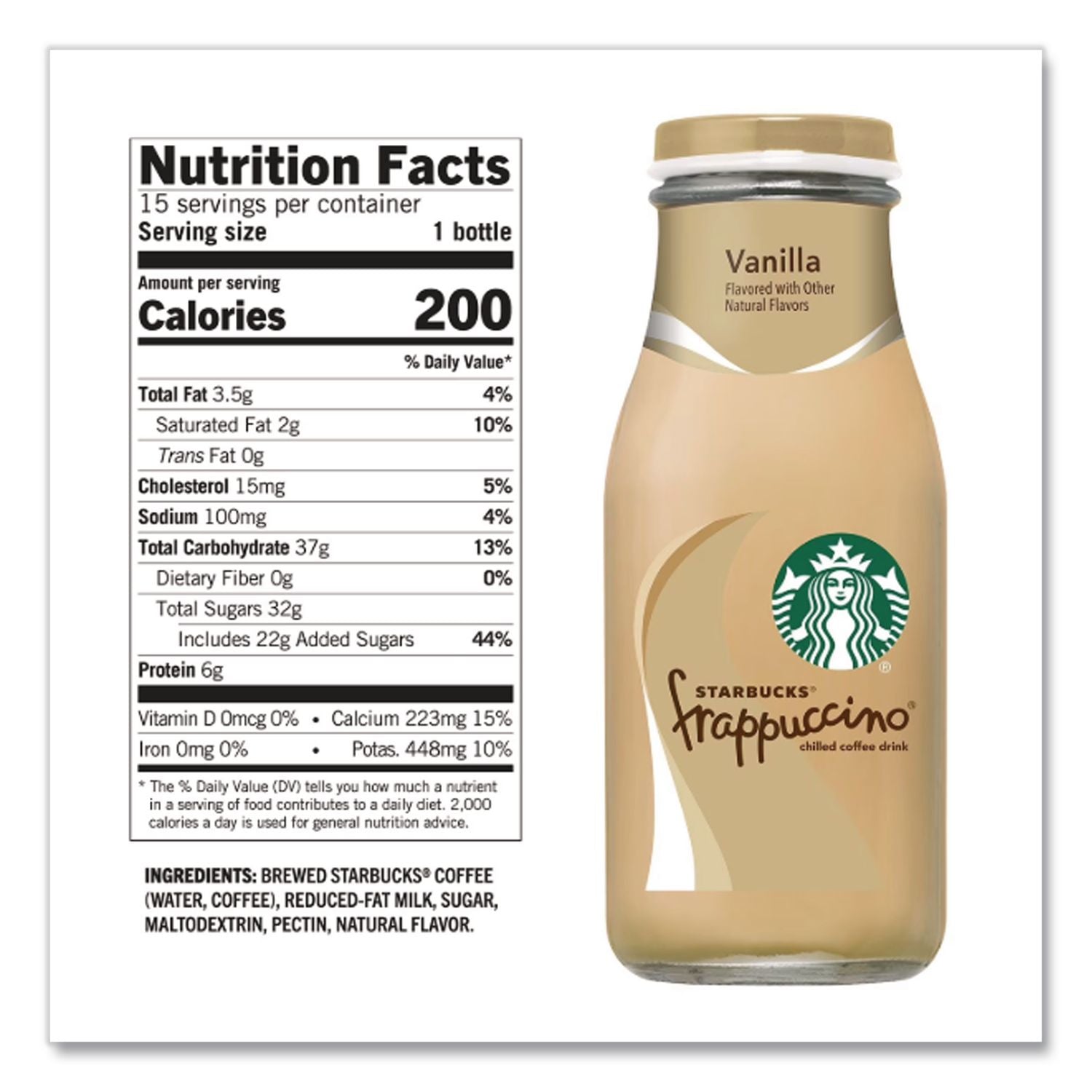Frappuccino Coffee, 9.5 oz Bottle, Vanilla, 15/Carton, Ships in 1-3 Business Days