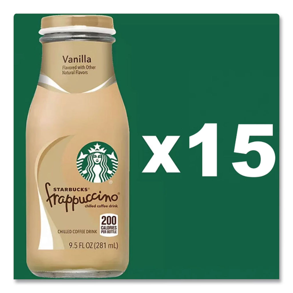 Frappuccino Coffee, 9.5 oz Bottle, Vanilla, 15/Carton, Ships in 1-3 Business Days