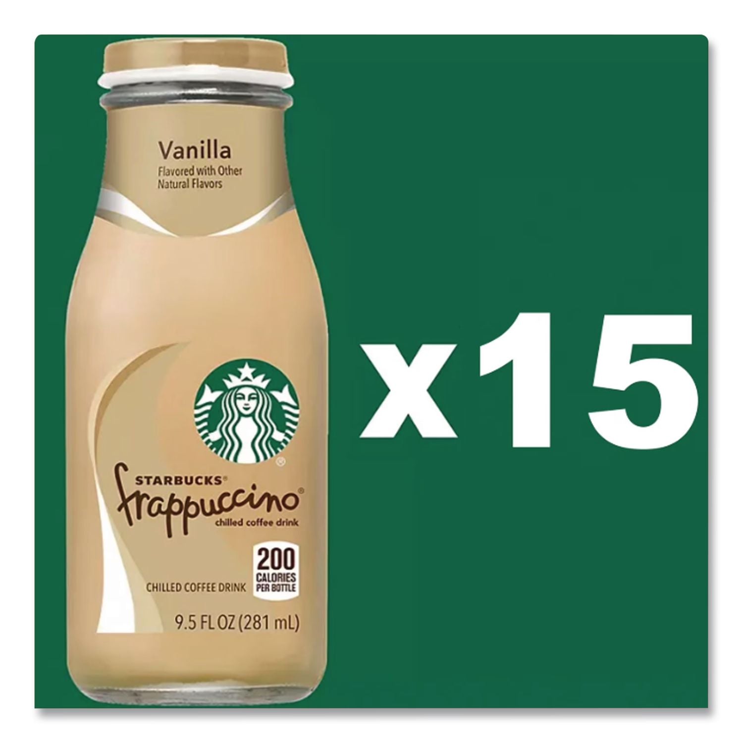 Frappuccino Coffee, 9.5 oz Bottle, Vanilla, 15/Carton, Ships in 1-3 Business Days