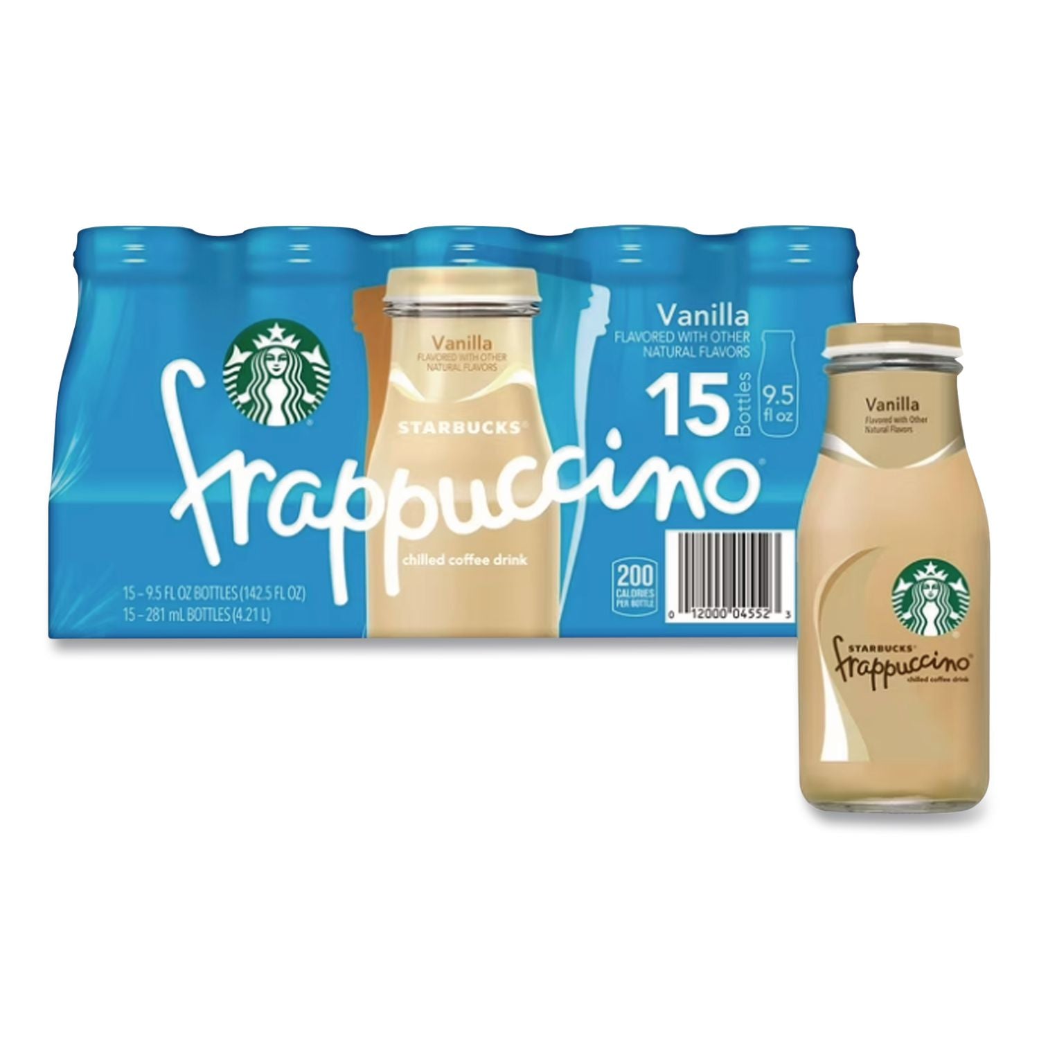 Frappuccino Coffee, 9.5 oz Bottle, Vanilla, 15/Carton, Ships in 1-3 Business Days